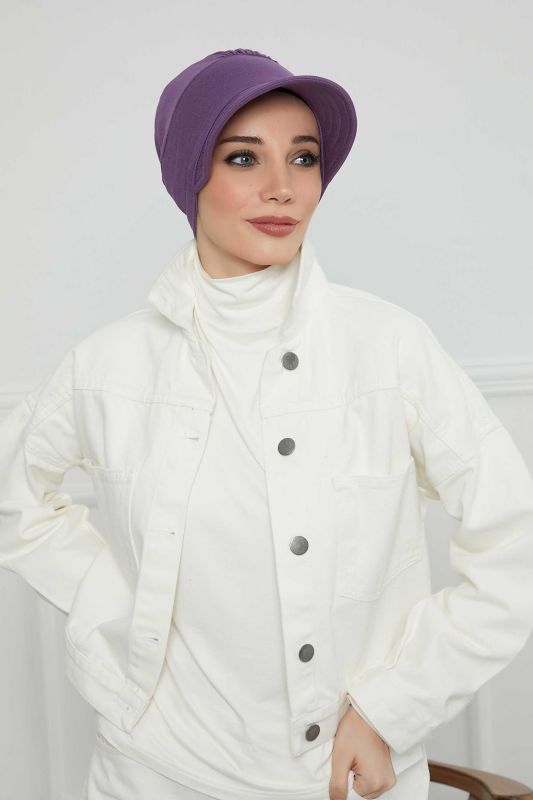 Siperlikli Penye Şapka Bone,B-73 Mor 2 - 4