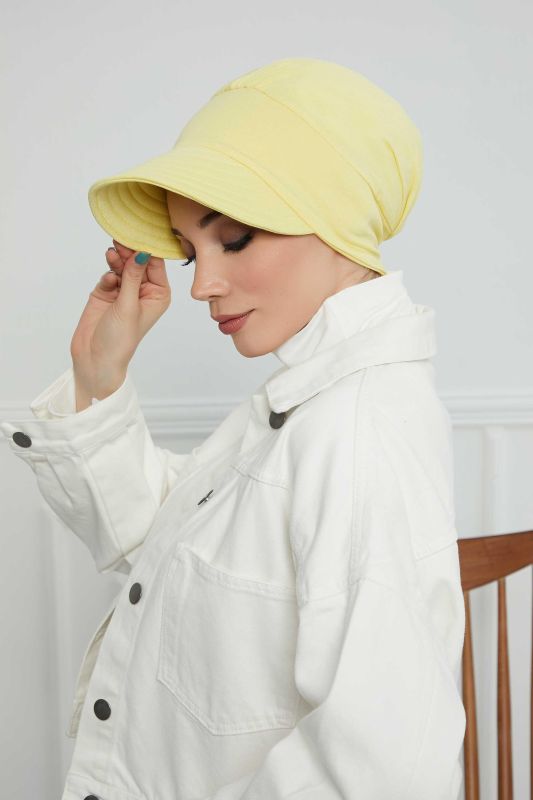 Siperlikli Penye Şapka Bone,B-73 Sarı - 2