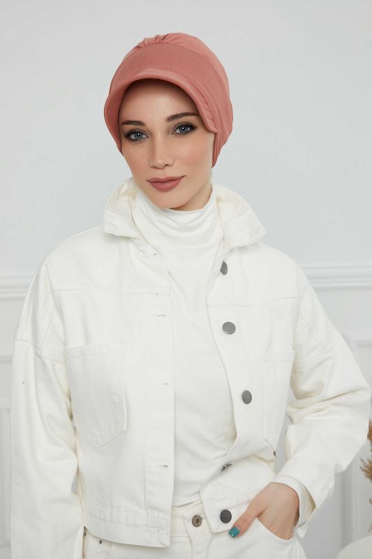 Siperlikli Penye Şapka Bone,B-73 Somon - 1
