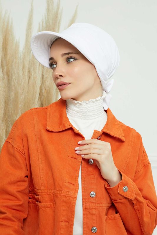 Visor Hat Bonnet,S-1 White - 3