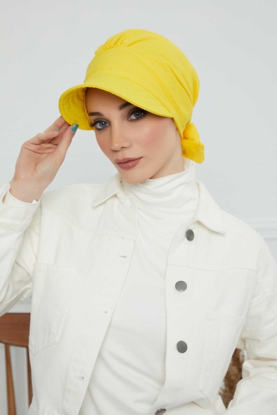 Moda Çizgi - Siperlikli Şapka Bone,S-1 Sarı