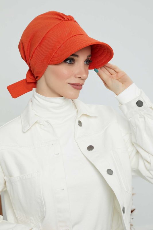 Visor Hat Bonnet,S-1 Orange - 4