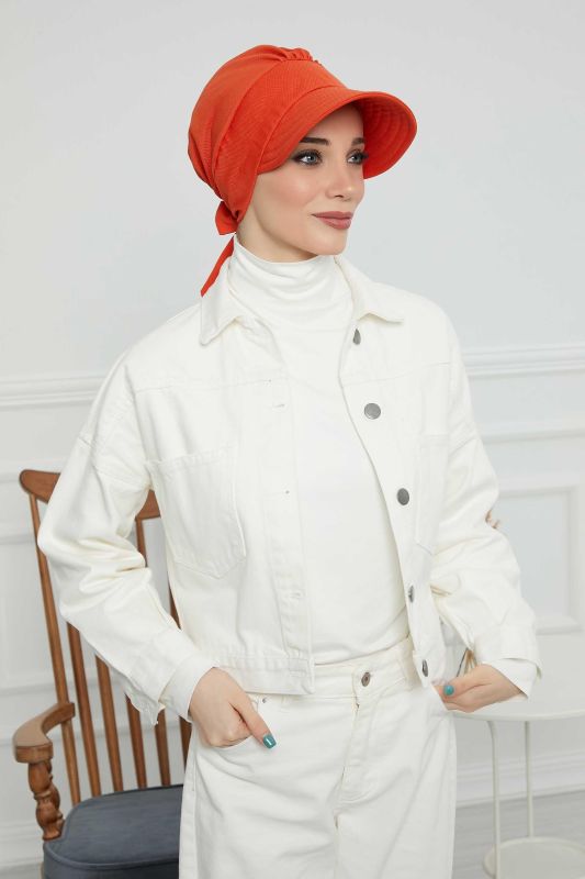 Visor Hat Bonnet,S-1 Orange - 5