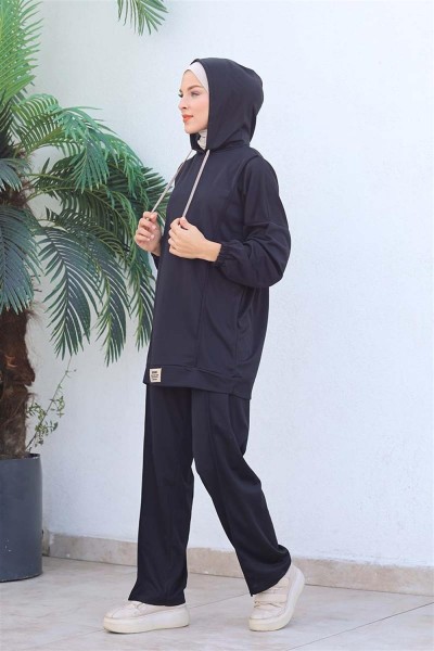 Spor Şık Eşofman Takımı SİYAH - Thumbnail