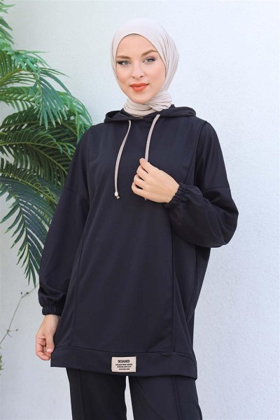 Spor Şık Eşofman Takımı SİYAH - Thumbnail