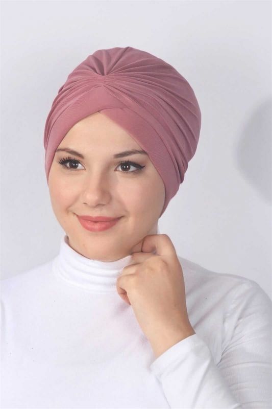 Süngerli Çapraz Bone  Gül Kurusu - 1