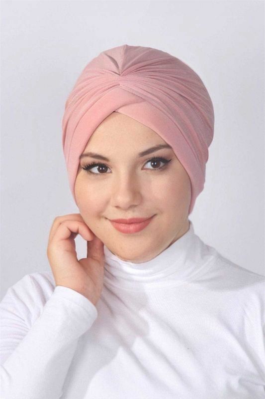 Süngerli Çapraz Bone  Pudra - 1