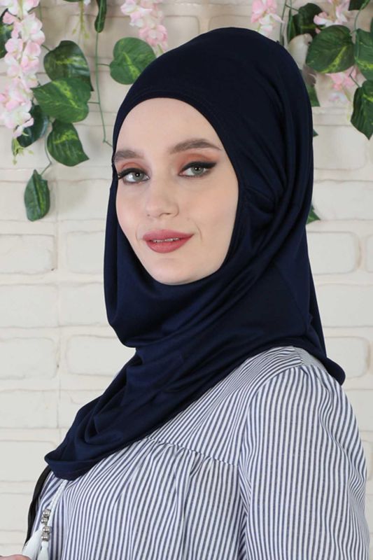 Design Combed Cotton Bonnet, B-33 Navy Blue - 1