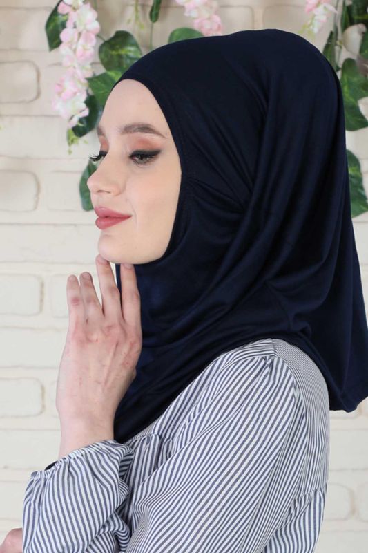 Design Combed Cotton Bonnet, B-33 Navy Blue - 3