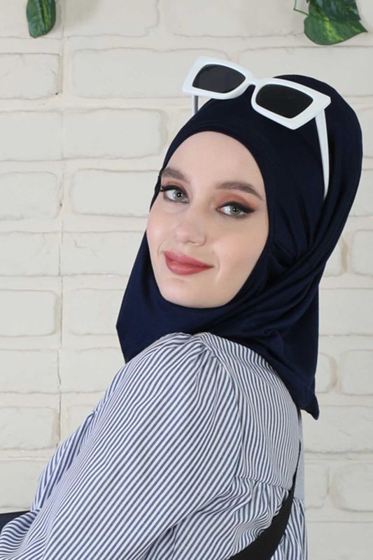 Design Combed Cotton Bonnet, B-33 Navy Blue - 4