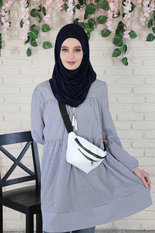 Design Combed Cotton Bonnet, B-33 Navy Blue - 5