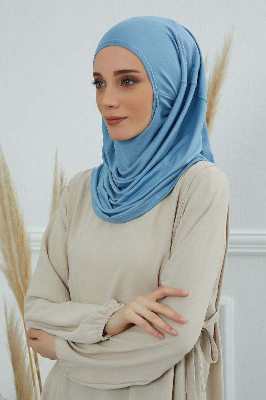 Design Combed Cotton Bonnet,B-33 Blue - 1