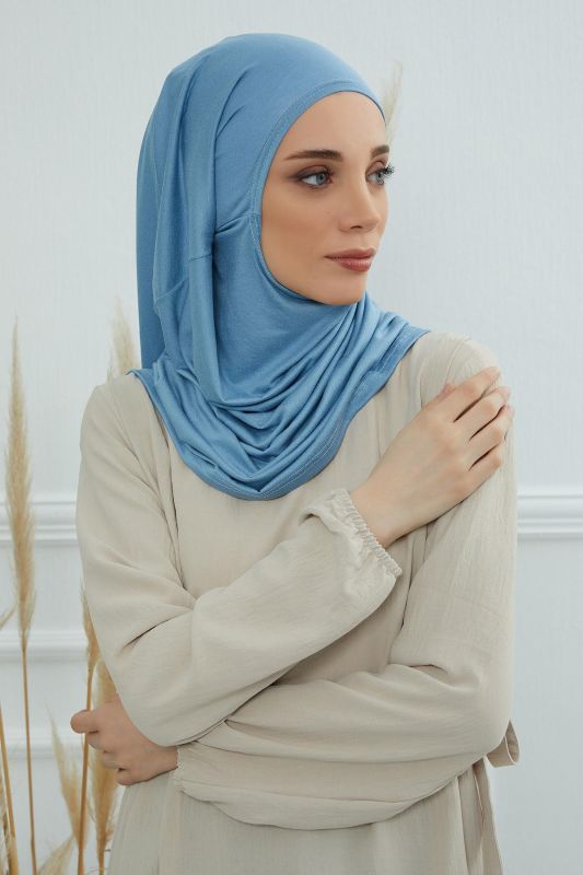 Design Combed Cotton Bonnet,B-33 Blue - 3