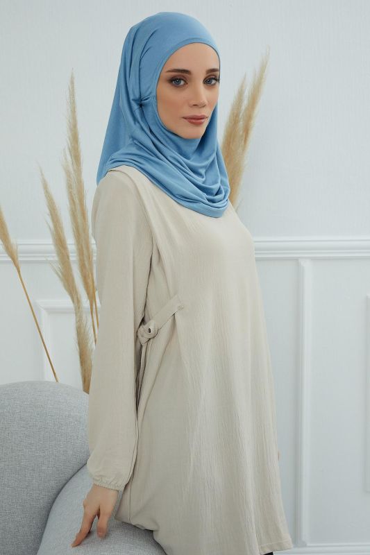 Design Combed Cotton Bonnet,B-33 Blue - 6