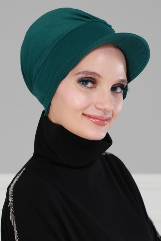 Taşlı Şapka Bone,B-43 Koyu Yeşil - 2