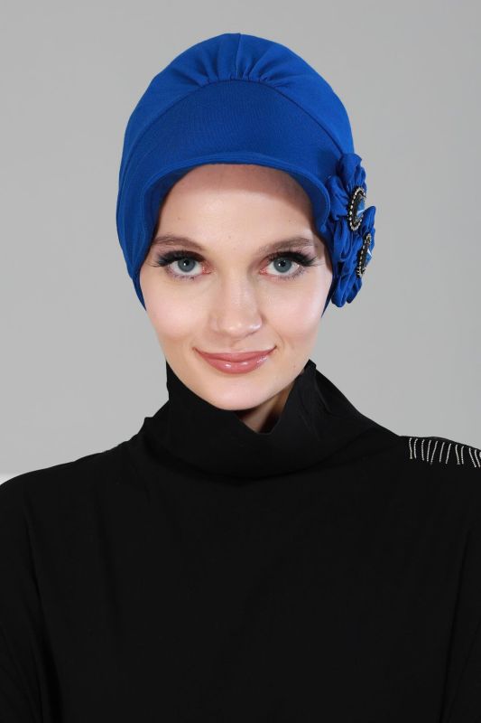 Taşlı Şapka Bone,B-43 Saks Mavisi - 1