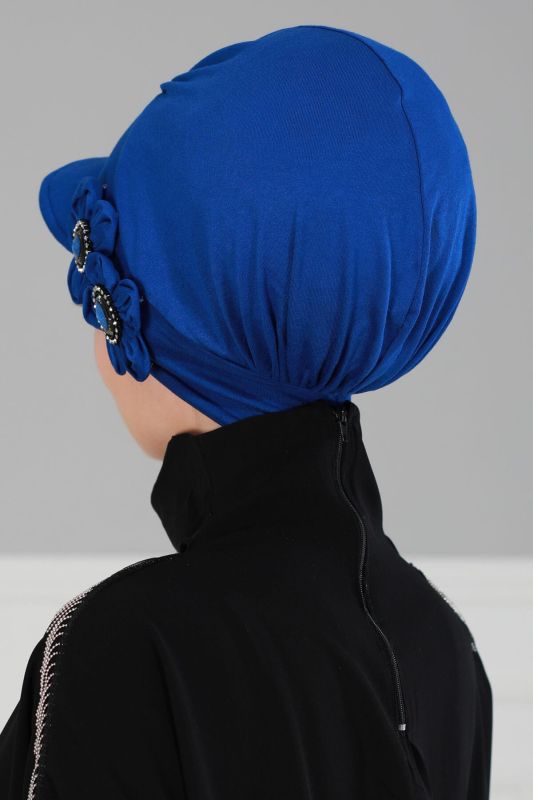 Taşlı Şapka Bone,B-43 Saks Mavisi - 4