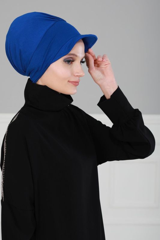 Taşlı Şapka Bone,B-43 Saks Mavisi - 5