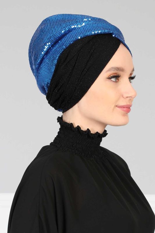 Hijab Bonnet Sequined,B-9PB2 Saks - Black - 3