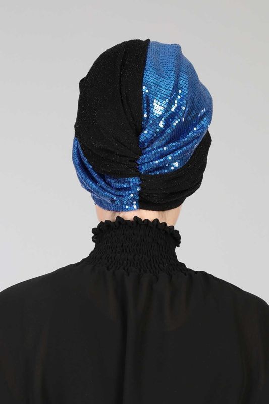 Hijab Bonnet Sequined,B-9PB2 Saks - Black - 4