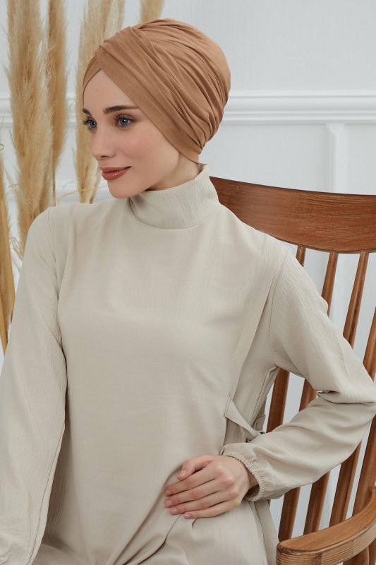 Tesettür Bone,B-9 Açık Kahverengi - 3