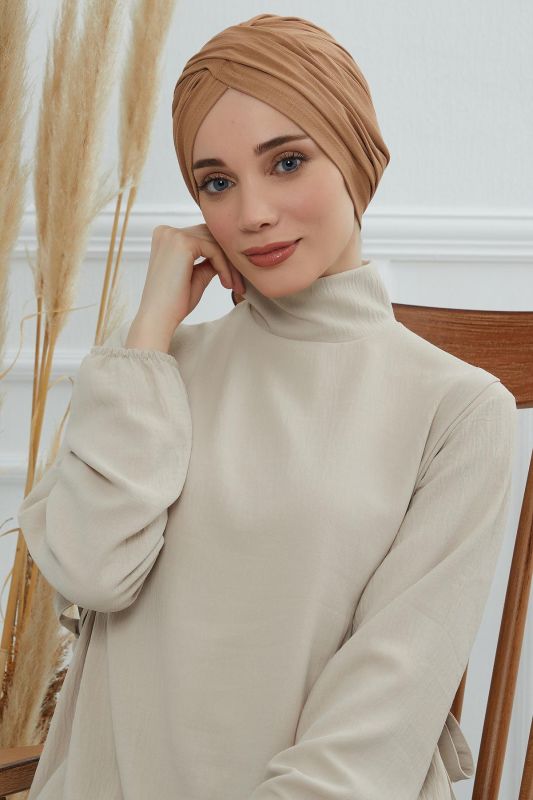 Tesettür Bone,B-9 Açık Kahverengi - 4