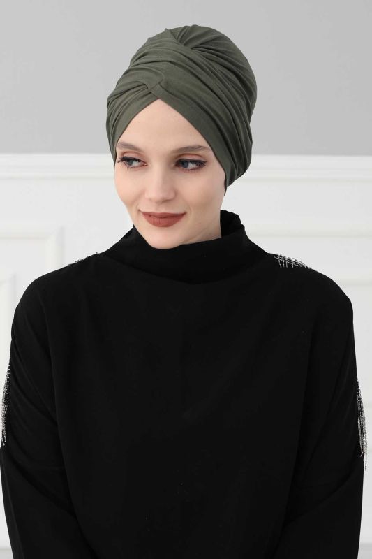 Hijab Bonnet, B-9 Khaki Green - 2