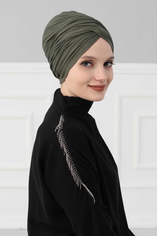 Hijab Bonnet, B-9 Khaki Green - 3
