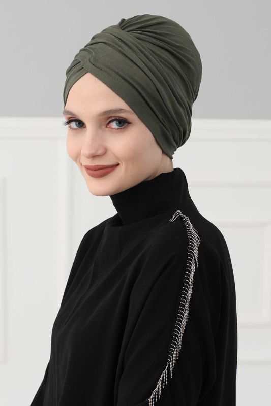 Hijab Bonnet, B-9 Khaki Green - 4
