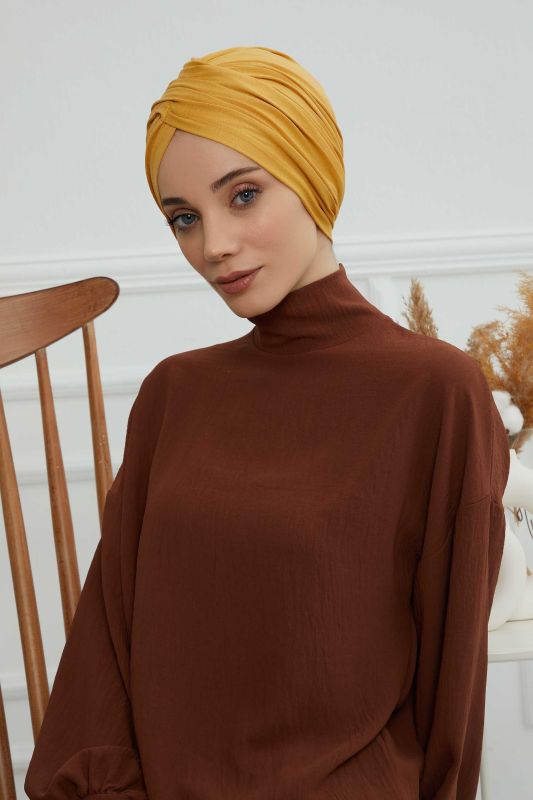 Hijab Bonnet, B-9 Mustard Yellow - 3
