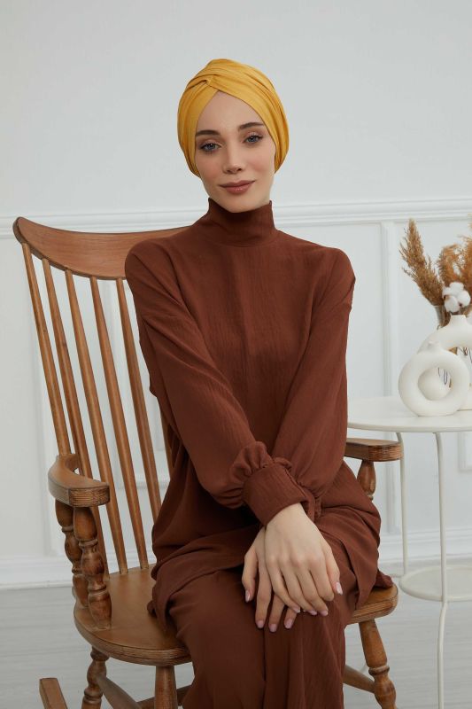 Hijab Bonnet, B-9 Mustard Yellow - 6