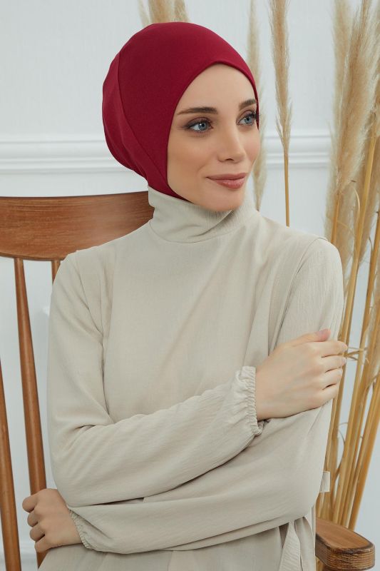 Hijab Underwear Bonnet, TB-5 Claret Red - 1