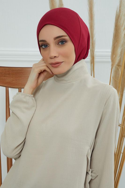 Hijab Underwear Bonnet, TB-5 Claret Red - 4