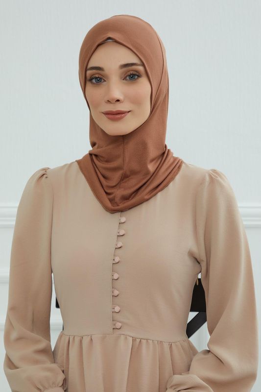 Tesettür İç Bone,TB-5 Koyu Kahverengi - 3