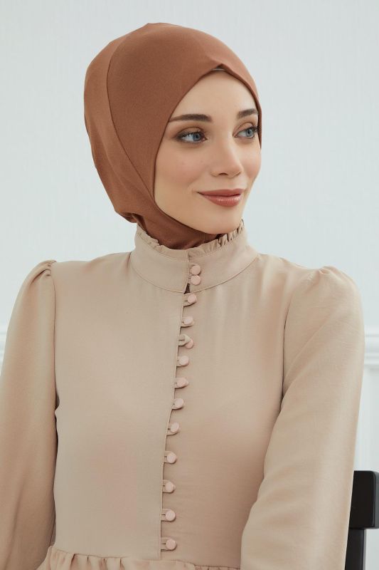 Tesettür İç Bone,TB-5 Koyu Kahverengi - 6