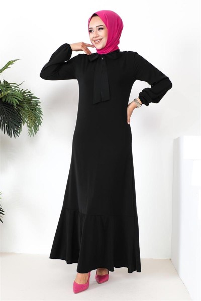 Tesettür Model Elbise SİYAH - Thumbnail