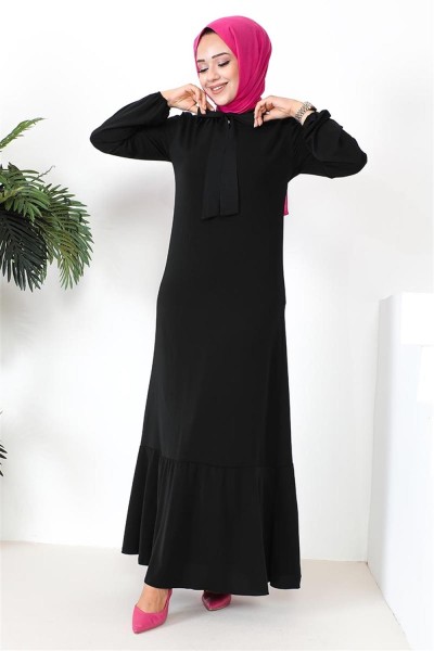 Tesettür Model Elbise SİYAH - Thumbnail