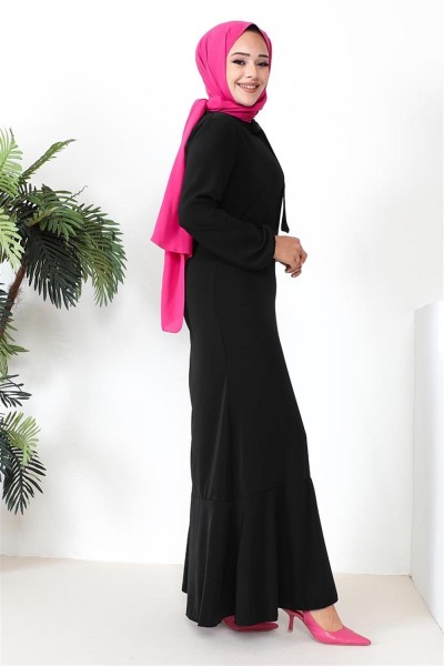 Tesettür Model Elbise SİYAH - Thumbnail