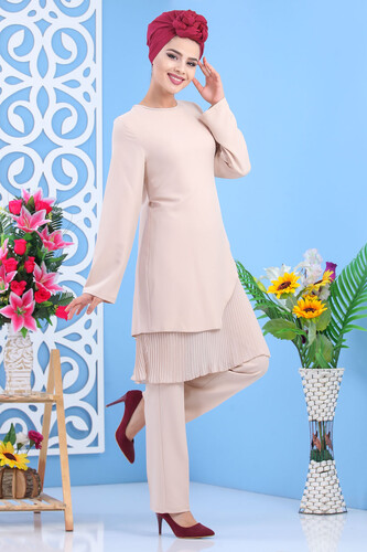 Moda Çizgi - Tesettür Tunik Pantolon Taş 1188