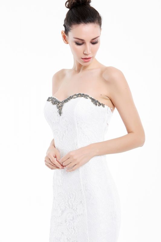 Uzun Beyaz Abiye Elbise N48175 - 7