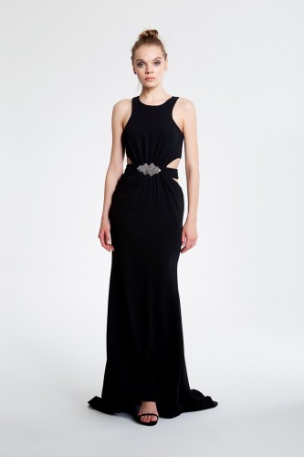 Uzun Siyah Abiye Elbise N48185 - Thumbnail