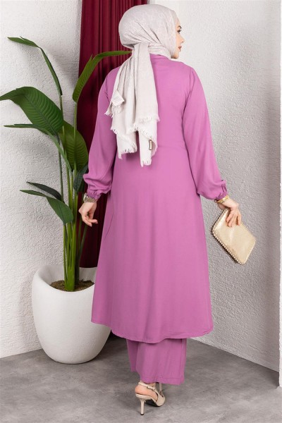 Uzun Tesettür Takım GÜL KURUSU - Thumbnail