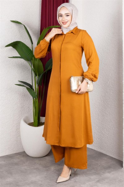 Uzun Tesettür Takım HARDAL - Thumbnail