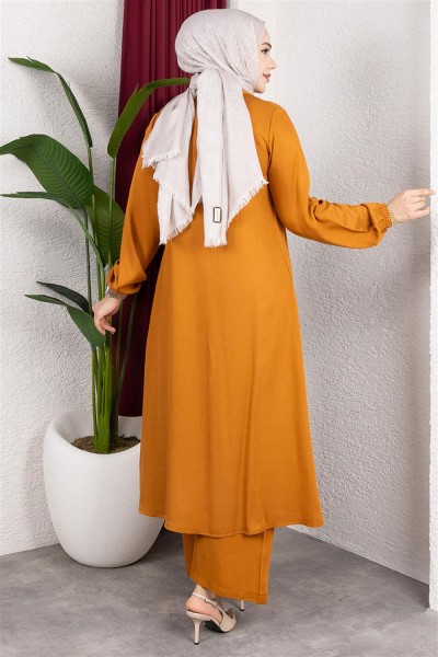 Uzun Tesettür Takım HARDAL - Thumbnail