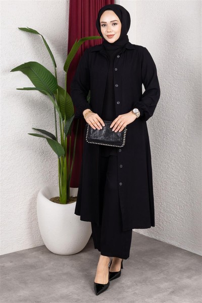 Uzun Tesettür Takım SİYAH - Thumbnail