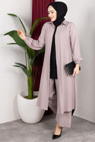 Uzun Tesettür Takım TAŞ - Thumbnail