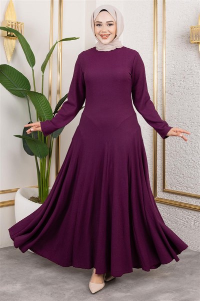 SGS - Volan Detaylı Bürümcük Elbise MOR