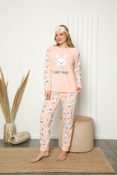 Welsoft Polar Kadın Manşetli Pijama Takımı 8417 - Thumbnail