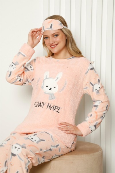 Welsoft Polar Kadın Manşetli Pijama Takımı 8417 - Thumbnail