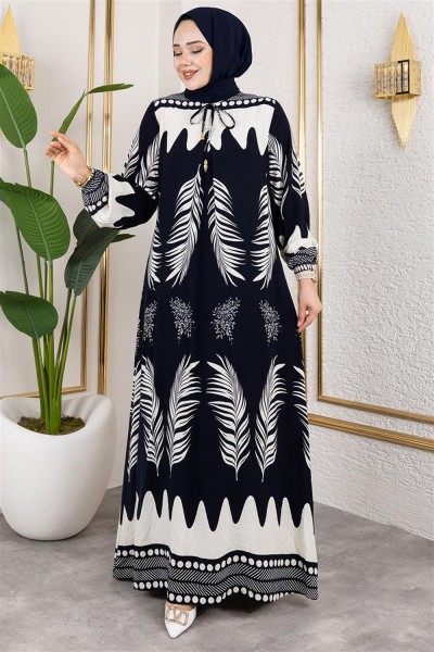 SGS - Yakası Bağlamalı Viskon Elbise SİYAH